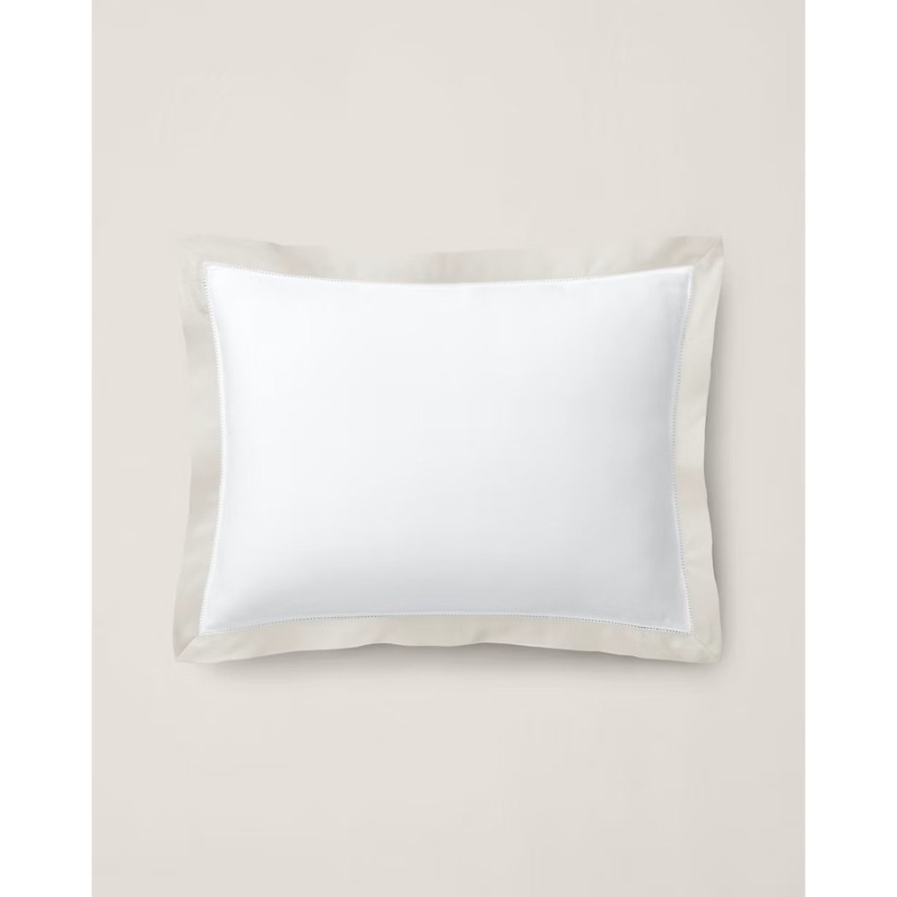 Organic‎ Cotton Sateen Border Pillow Euro Sham - Parchment NWT